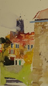 Clocher, Languedoc, 2002 (aquarel) door Simon Fletcher