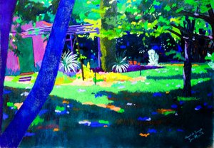Salie bloemen (pastel op papier) door Simon Fletcher