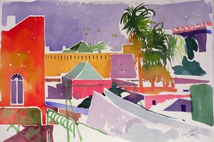 Van Gallia 1 (aquarel op papier) door Simon Fletcher