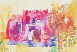 Jabreen muren, Oman, 2005 (aquarel) door Simon Fletcher