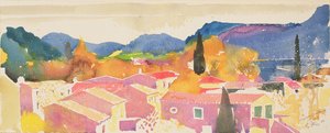 La tour sur Orb, 2004 Frankrijk (aquarel) door Simon Fletcher