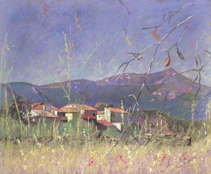 Landschap (pastel op papier) door Simon Fletcher