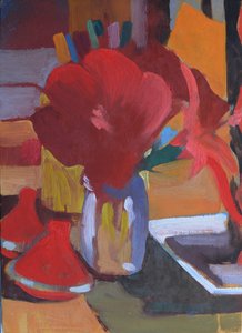 Marokkaans rood, 2014 (olieverf op board) door Simon Fletcher