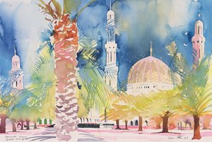 Muscat, Grote Moskee, 2004 (aquarel op papier) door Simon Fletcher