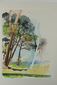 Pijnbomen bij St. Blaise, 2004 (aquarel op papier) door Simon Fletcher