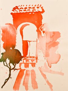Rode poort, 2016 (aquarel) door Simon Fletcher