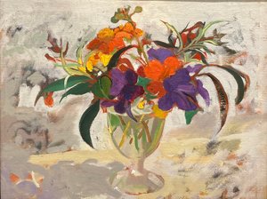 Streptocarpus  geranium (olieverfschilderij) door Simon Fletcher