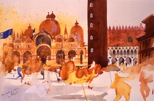 De Ontmoeting, San Marco, 2006 (aquarel op papier) door Simon Fletcher
