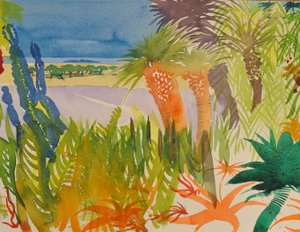 Tropische tuin 2, Mogador, 2016 (media op waterbasis) door Simon Fletcher