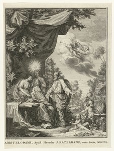 Schrijver omringd door allegorische figuren door Simon Fokke