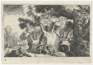 Boslandschap met Hagar en Ismaël