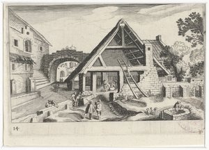 Dorpsgezicht met de Heilige Familie Zuid-Europese landschappen (serie titel) Topographia variarum regionum (serie titel)