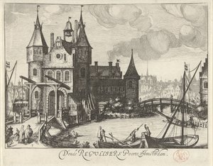 Gezicht op de Eerste Regulierspoort te Amsterdam door Simon Frisius