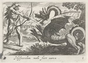 Hercules doodt de draak Ladon door Simon Frisius
