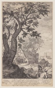 Landschap met boerderij door Simon Frisius