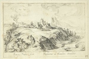 Landschap met man en vrouw door Simon Frisius