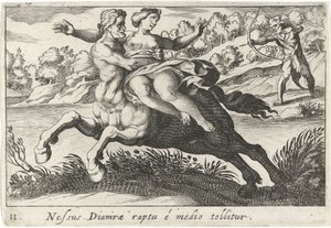 Nessus probeert Deïanira te schaken door Simon Frisius