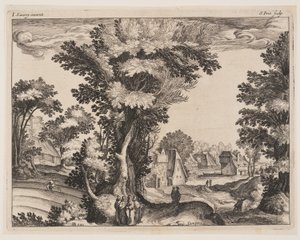 De gelijkenis van de zaaier, uit Landschappen met scènes uit het leven van Christus door Simon Frisius