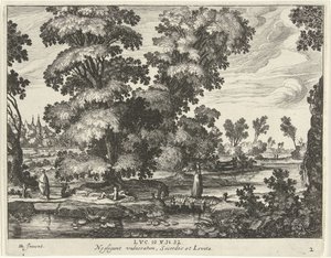 Priester en een Leviet lopen langs een gewonde man door Simon Frisius