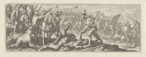 Soldaten beroven lijken op het slagveld (Cavalerie) door Simon Frisius