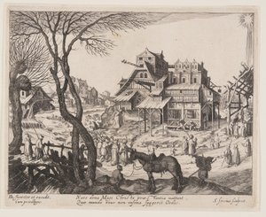 De aanbidding van de Wijzen, uit Landschappen met scènes uit het leven van Christus door Simon Frisius