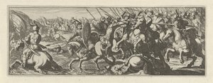 Veldslag bij een rivier (Cavalerie) door Simon Frisius