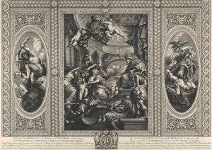 Het plafond van het banketgebouw in Whitehall: De unie van de kronen van Engeland en Schotland