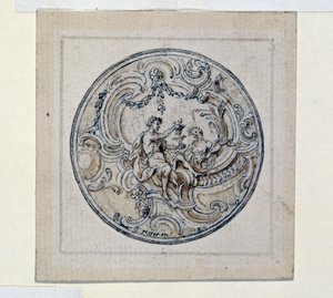 Ontwerp voor horlogekast, door Simon Gribelin (1661-1833) door Simon II Gribelin
