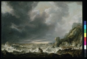 Schip In Nood Voor Een Rotsachtige Kust, c.1645 door Simon Jacobsz. Vlieger