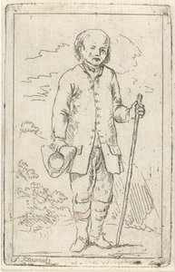 Oude man met wandelstok door Simon Klapmuts
