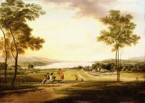 Meer van Genève vanaf de hellingen van Cologny richting Eaux-Vives door Simon Malgo