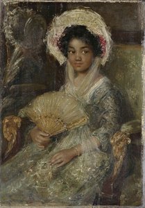 Jonge vrouw met een waaier, ca. 1906 door Simon Maris