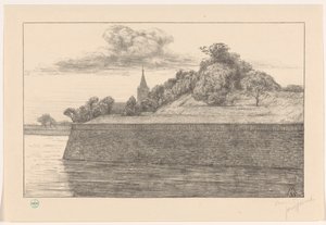 Gezicht op bastion Promers door Simon Moulijn (signed by artist)
