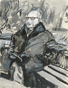 Man leest een boek, 2019 (inkt  acrylverfstiften op papier)