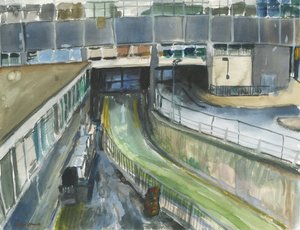 Taxi-uitgang ingang van het treinstation, 2019 door Simon Neville