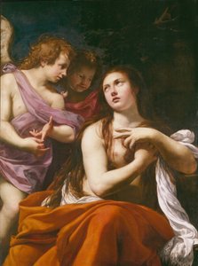 Maria Magdalena en twee Engelen door Simon Vouet