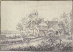 Boerderij aan een kanaal door Simon de Vlieger