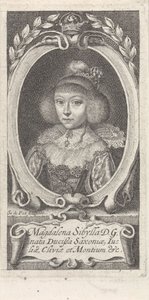 Prinses Magdalene Sibylle van Saksen 1617-1668, Hertogin van Saksen-Altenburg, c. 1647-1648 door Simon van de Passe