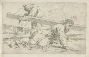 Christus bezwijkt onder het gewicht van het kruis door Simone Cantarini