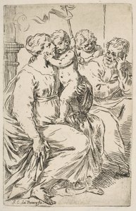 Heilige Familie met Johannes de Doper door Simone Cantarini