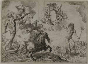 Jupiter, Neptunus en Pluto die hun Kronen aanbieden aan de Wapens van Kardinaal Borghese