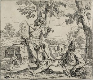 Mercurius en Argus door Simone Cantarini