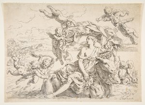 De verkrachting van Europa, ca. 1636 door Simone Cantarini