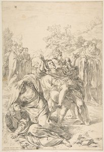 Sint Benedictus die een demon uitdrijft door Simone Cantarini