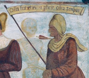 Dood met de oude vrouw (detail) door Simone II Baschenis