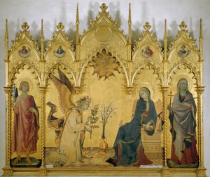 Annunciatie (met Sint Judith en Sint Ansano) door Simone Martini