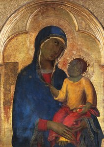 Madonna en Kind, detail van Altaarstuk van San Domenico door Simone Martini (1283-1344) door Simone Martini
