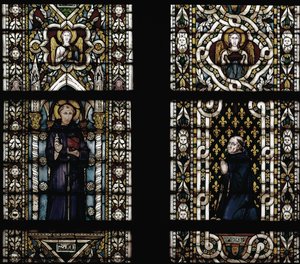 Sint Antonius van Padua en Kardinaal Gentile van Montefiore knielend - Glas-in-lood door Simone Martini door Simone Martini