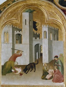 Het wonder van het kind gegrepen tussen de kaken van een wolf door Simone Martini