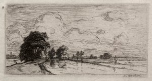 Overstroomd landschap met bomen door Sion Longley Wenban